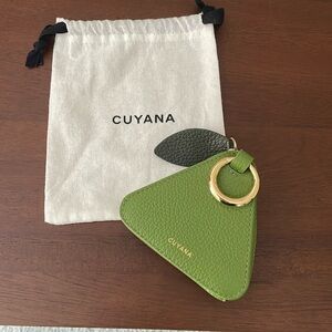 Cuyana green leather pouch